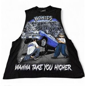 Homies DGA Tees Lowrider Graphic Muscle Tank Shirt Men's Large Black